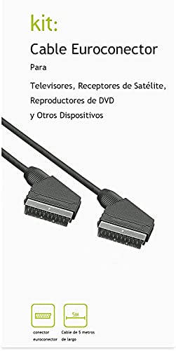 Cable EUROCONECTOR 5M SCART (21-pin) Negro - Cables EUROCONECTORES (5 metros, 5 metros SCART (21-pin), SCART (21-pin), Macho, Macho, Negro)