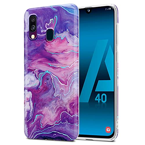 Cadorabo Funda para Samsung Galaxy A40 en Mármol Rosa Púrpura No. 19 - Cubierta Proteccíon de Silicona TPU en Motivo Mosaico - Gel Case Cover Carcasa Ligera