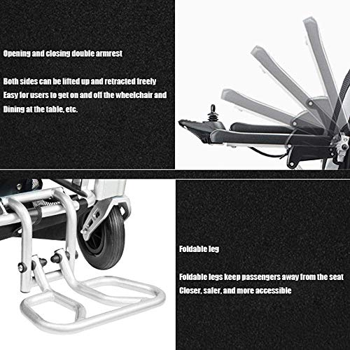 Cajolg Oiiits Plegable Ligera Silla De Ruedas EléCtrica,360 ° Palanca de Mando Batería de Litio Ancianos y Discapacitados con Sillas Electricas, Anciano Compacto Inteligente Carro Electrica