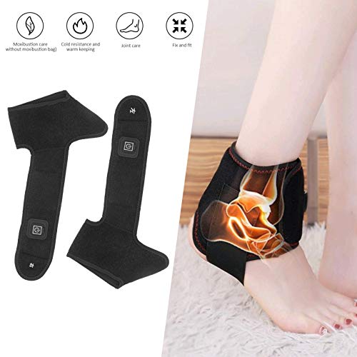 Calentador eléctrico Tobillera Esguince Alivio del dolor Soporte de envoltura de compresión caliente para hombres/mujeres Manga de compresión ajustable(Right)