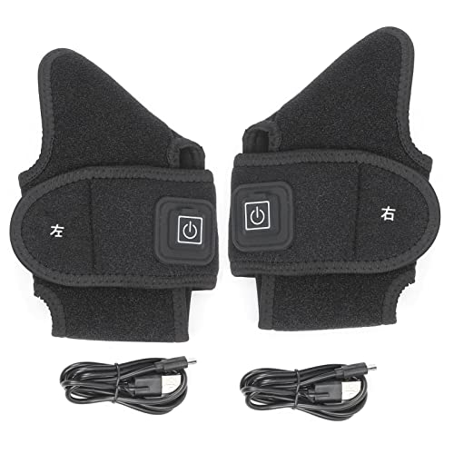 Calentador eléctrico Tobillera Esguince Alivio del dolor Soporte de envoltura de compresión caliente para hombres/mujeres Manga de compresión ajustable(Right)