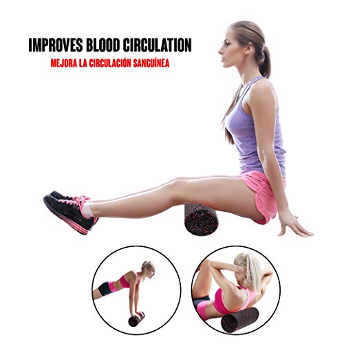 Calma Dragon Foam Roller EPP, 89898, Rodillo masajes, Roller para Yoga, Fitness, Pilates, Cilindro para Masajes Musculares, Long 45cm diámetro 15cm, Rodillo miofascial Profesional(negro y azul)