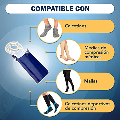 Calzador de Calcetines y Medias de Compresión – Ayuda a las personas mayores o con movilidad reducida a ponerse los calcetines sin bajar - Deslizador de Calcetines