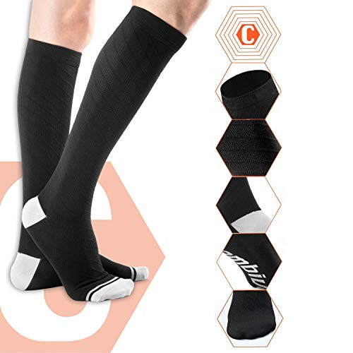 CAMBIVO 3 Pares Medias de Compresion Mujer y Hombre, Calcetines Compresivos Enfermera, Calcetines de Compresion para Running, Deporte, Ciclismo, Futbol, Volar