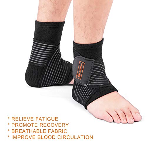 CAMBIVO Tobillera para Esguince, 2 x Tobilleras Estabilizadora Taloneras de Compresion para Hombre y Mujer, Fascitis Plantar, Tobillera Deportiva con Cincha para Running, Tendon de Aquiles