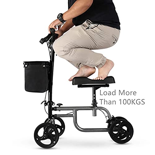 Caminantes para personas mayores Steerable Knee Walker Scooter Plegable, Starreable Knee Walker Pierna médica Scooter Crujido Mobility Caddy para lesiones ortopédicas Rollator Walker, ayuda de movilid