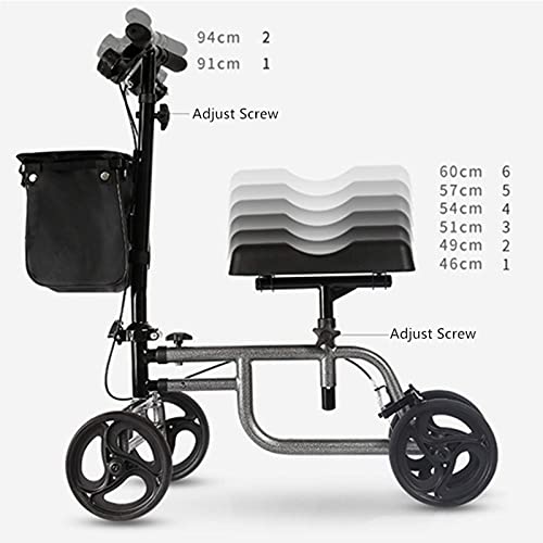 Caminantes para personas mayores Steerable Knee Walker Scooter Plegable, Starreable Knee Walker Pierna médica Scooter Crujido Mobility Caddy para lesiones ortopédicas Rollator Walker, ayuda de movilid