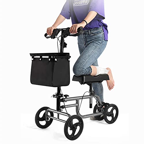 Caminantes para personas mayores Steerable Knee Walker Scooter Plegable, Starreable Knee Walker Pierna médica Scooter Crujido Mobility Caddy para lesiones ortopédicas Rollator Walker, ayuda de movilid