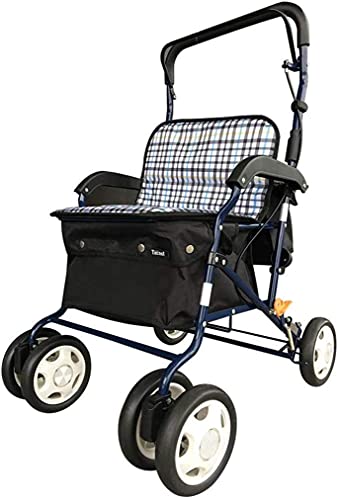 Carrito de Compras Muletas Carrito de Compras portátil Plegable Anciano Carrito de Cuatro Ruedas Caminante Ligero Comprar camión de Comida Dar a los Ancianos