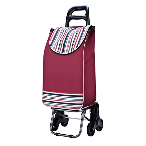 Carro de compras Carro manual de Subir las escaleras Carro del equipaje plegable Seis ruedas Carro de la palanca del carro Pequeño remolque Contiene Bolsa de tela (Color : A)