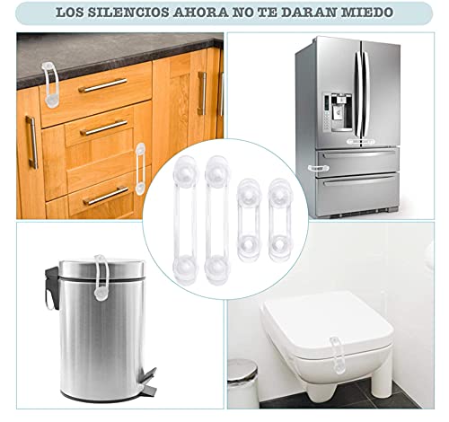 Cerraduras de Seguridad para Niños Resistentes y Transparentes - Cierres de Bloqueo para Bebes en Armarios Puertas - Seguros para Puertas Armarios, WC Cocina, Mesitas de Noche Material de uso Médico
