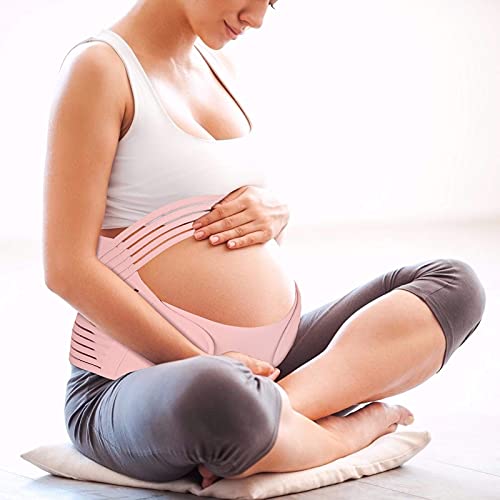 CinturóN Apoyo para el Embarazo Abdomen Volver CinturóN Maternidad EláStico Suave Transpirable para Envolver la Cintura Alivie el Dolor Cadera Pelvis (Pink,L)