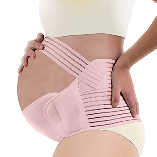 CinturóN Apoyo para el Embarazo Abdomen Volver CinturóN Maternidad EláStico Suave Transpirable para Envolver la Cintura Alivie el Dolor Cadera Pelvis (Pink,L)