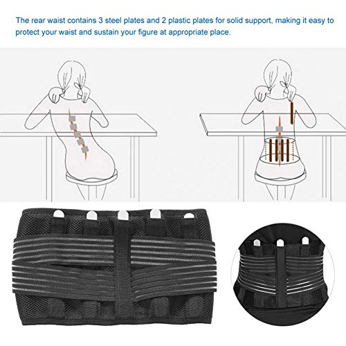 Cinturón de soporte lumbar para la espalda para el alivio del dolor de espalda baja y la prevención de lesiones Faja lumbar ajustable y paneles de malla transpirable (XL)