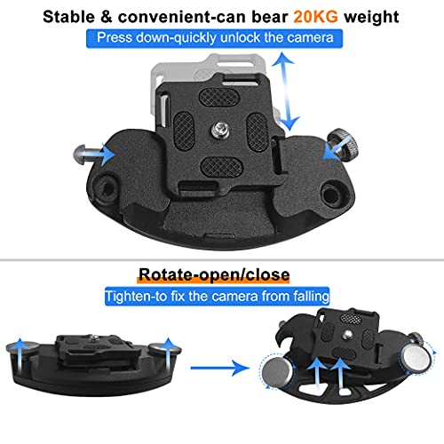 Clip de cámara de aleación de Aluminio, Soporte de cámara, Clip de cinturón de Soporte de cámara con Tornillos de 1/4 pulg, para Cámara DSLR SLR, Mochila, trípode, cinturón