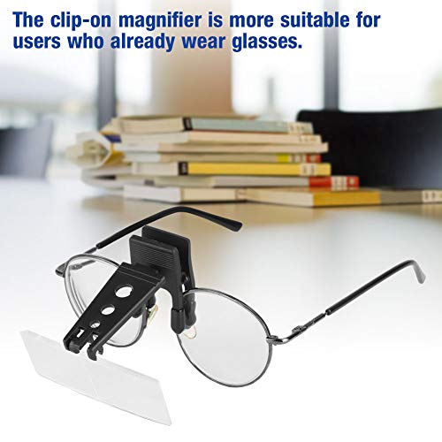 Clip para lupa para gafas, clip para lupa para anteojos, pinzas para lupa con estuche de plástico para gafas, lupa para pestañas con luz, 1.5X 2.5X 3.5X