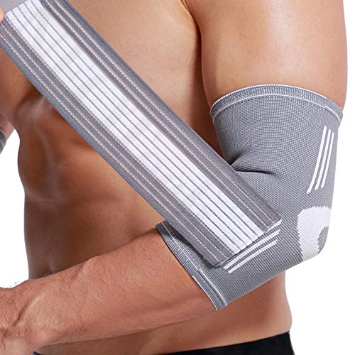 Codera ancha de sujeción (1 Unidad) - Tejido ligero, elástico y transpirable - Tira de compresión ajustable - Marca Neotech Care - Gris (Talla M)