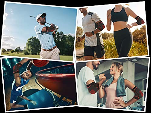 Codera de compresión – alivio instantáneo del dolor en las articulaciones para tendinitis, artritis, golf, jugadores de tenis (Negro con rojo (par), Small)