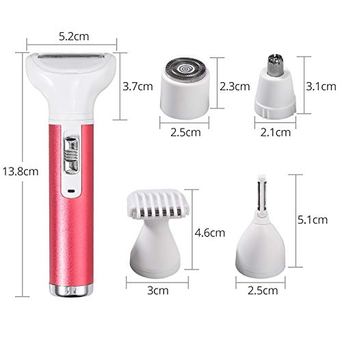 COLFULINE 5 en 1 Depiladora para mujer Depiladora cuerpo Depiladora Facial Depiladora Eléctrica Recortadora eléctrica USB recargable Recortadora eléctrica para cejas, nariz, facial