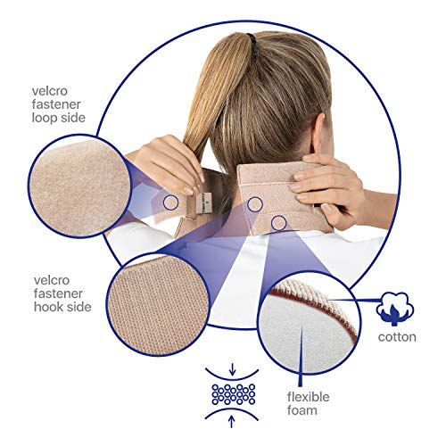 Collarín cervical ortopédico blando; soporte para el cuello, Alivio del Dolor y la Presión en la Columna Vertebral; para vértebras cervicales; 100% algodón Large Negro