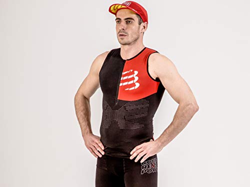 Compressport Camiseta de triatlón Unisex Postural, Unisex Adulto, Camiseta de Tirantes para triatlón, CS3TSTRIV3TK99T1, Negro, 1 Año