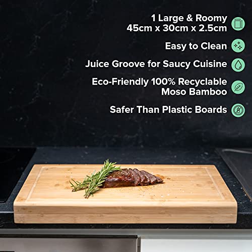 Coninx Tabla de Cortar Trinchar Tabla de Bambú - 45 cm x 30 cm x 2.5 cm Grande y Robusto Cocina - Tabla de Cortar de Madera de bambú con surco
