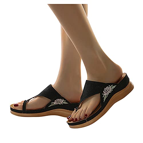 Correcdolortor De Juanetes Sandalies Sandalies De La Cuña De Verano De Las Mujeres Sandalies Ortopédicas Flip Flaops Para Otopédico Con Soporte De Arco Para Los Síntomas De Juanete De(Size:38,Color:C)