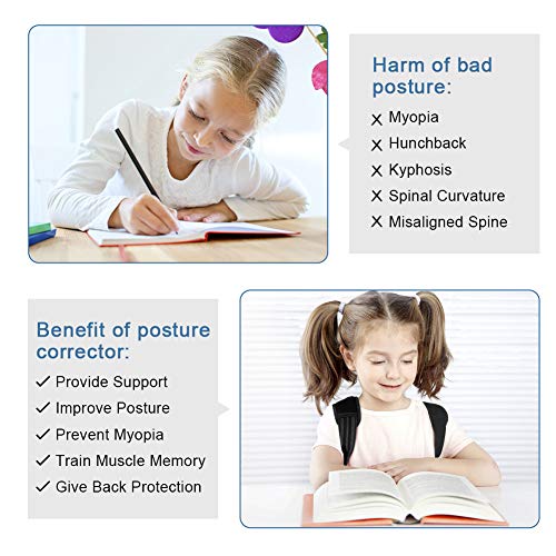 Corrector de Postura, Férulas de Espalda con Hombreras Ajustables para Adolescentes, Brindan Soporte para la Columna y Mejoran la Postura de Los Niños (L: 71-82CM)