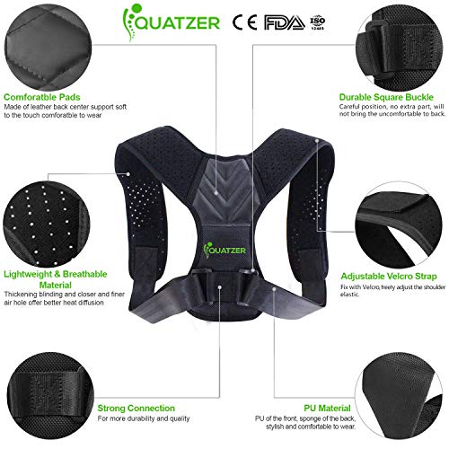 Corrector de postura para espalda Hombre y Mujer - Faja dorsal ajustable para hombros rectos - Sostén de Columna Vertebral, Corrector de cifosis, Corrector de cuello – Bolsa + Libro + Banda elástica