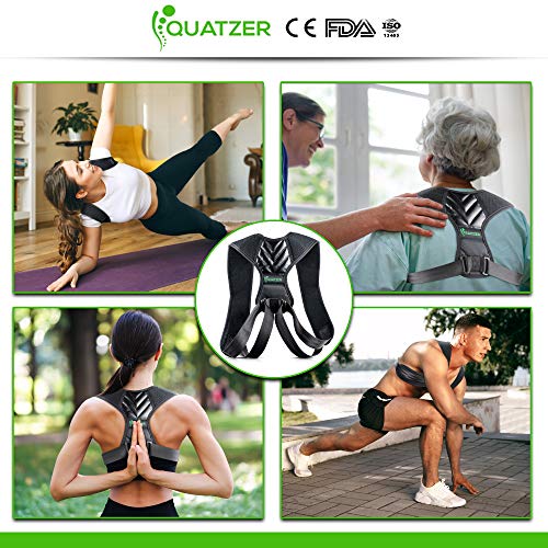 Corrector de postura para espalda Hombre y Mujer - Faja dorsal ajustable para hombros rectos - Sostén de Columna Vertebral, Corrector de cifosis, Corrector de cuello – Bolsa + Libro + Banda elástica