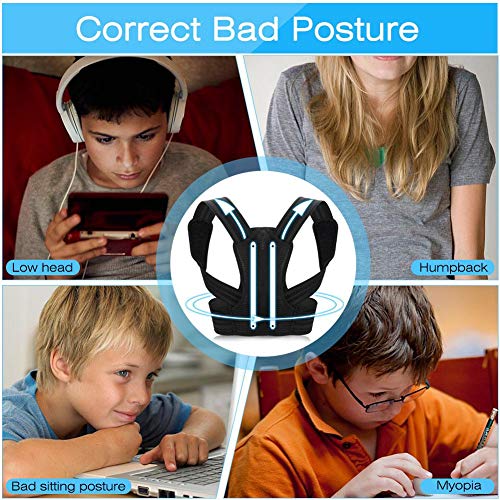 Corrector de postura, soporte ajustable en la parte media superior de la columna, cuello, hombro, clavícula y dolor de espalda, soporte de postura para niños, adolescentes, hombres, mujeres