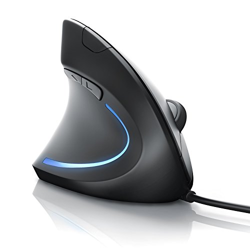 CSL - Ratón óptico TM137U Forma Vertical para Zurdos - Diseño ergonómico - Prevención de Codo de tenista Enfermedad del ratón síndrome RSI - Protege Especialmente el Brazo - 5 Botones ...
