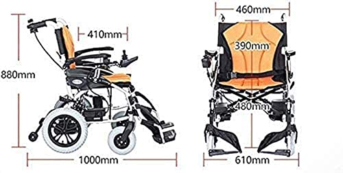 cvhtroe Silla Silla de Ruedas Silla de Ruedas eléctrica Aleación de Aluminio Batería de Litio Doble Batería Desmontable Luz Plegable para discapacitados Scooter - Naranja