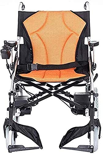 cvhtroe Silla Silla de Ruedas Silla de Ruedas eléctrica Aleación de Aluminio Batería de Litio Doble Batería Desmontable Luz Plegable para discapacitados Scooter - Naranja