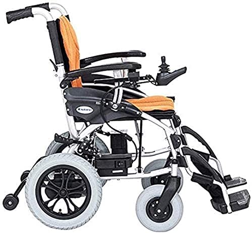 cvhtroe Silla Silla de Ruedas Silla de Ruedas eléctrica Aleación de Aluminio Batería de Litio Doble Batería Desmontable Luz Plegable para discapacitados Scooter - Naranja