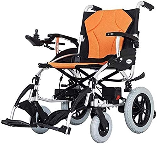 cvhtroe Silla Silla de Ruedas Silla de Ruedas eléctrica Aleación de Aluminio Batería de Litio Doble Batería Desmontable Luz Plegable para discapacitados Scooter - Naranja