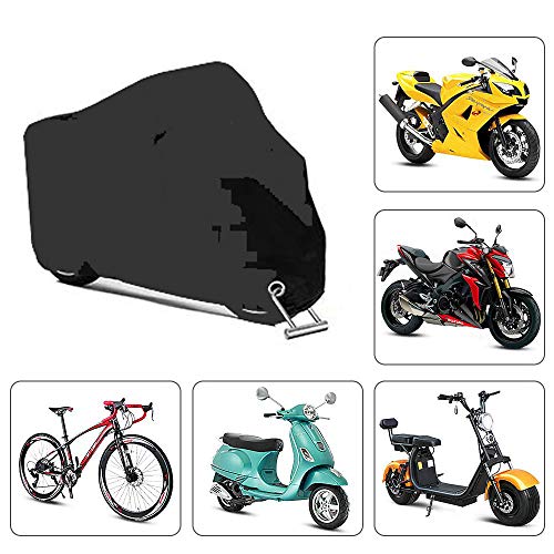 Cymax Funda para Moto,Cubierta de la Moto Cubierta Protectora UV,Impermeable y Resistente al Viento,Antipolvo con una Bolsa de Almacenamiento,245X105X125cm,Negro