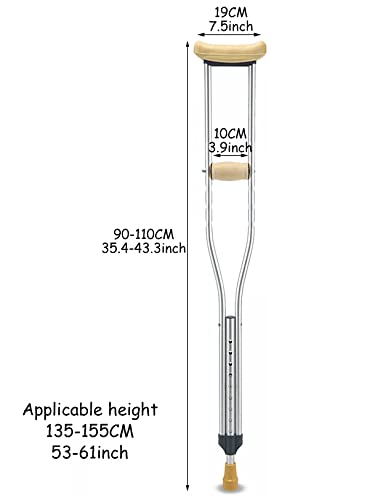 D M Muletas Axilares, 9 + 5 Regulables En Altura, 1 Par Muletas para Adultos, Amortiguador, Ergonómico, Muletas Médicas, Unisexo (Size : 90-110cm)