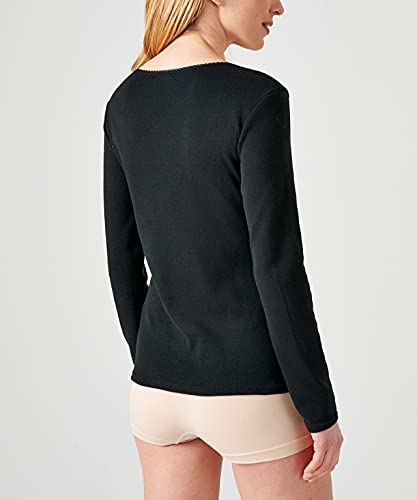Damart Haut Fine Cote Dentelle Thermolactyl Degré 3 Camiseta térmica, Noir (Noir), S para Mujer