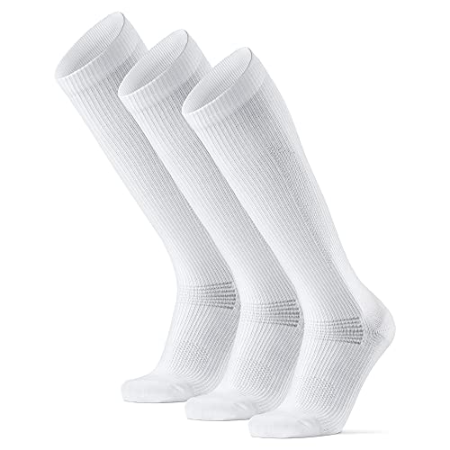 DANISH ENDURANCE Calcetines de Compresión de Algodón Orgánico Pack de 3 (Blanco, EU 43-47)