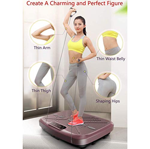 Dbtxwd Plancha Vibratoria Fitness, Cuerpo Adelgazante, Terapia Magnética Tonificante, Masaje Shiatsu Profesional, Alto Voltaje Motor Silencioso Control Remoto Inteligente Cuerda Elástica,Rosado