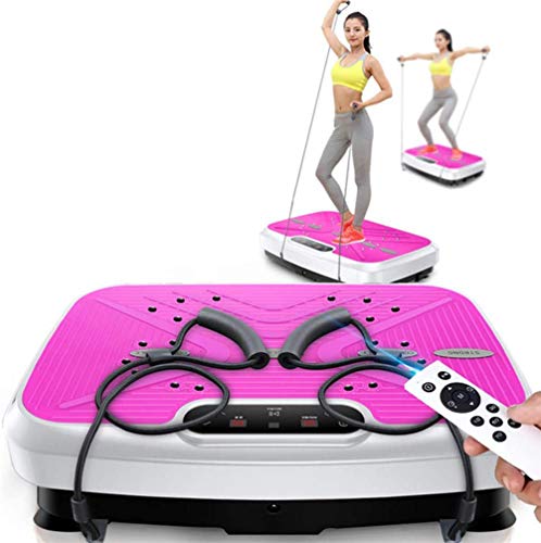 Dbtxwd Plancha Vibratoria Fitness, Cuerpo Adelgazante, Terapia Magnética Tonificante, Masaje Shiatsu Profesional, Alto Voltaje Motor Silencioso Control Remoto Inteligente Cuerda Elástica,Rosado