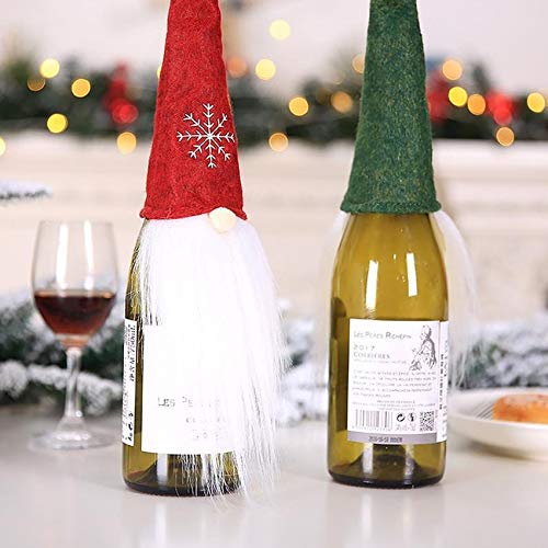 Decoración para botella de vino Gnomos de Navidad escandinavos Tomte Santa Claus Botella de Navidad Wrap Rope Sweater Knit Dinning Table Decor Champagne Coat Cover Otoño Invierno 2020 (verde)