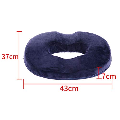 DELITLS Cojín de coxis de donut para tratamiento de hemorroides, almohada de próstata, embarazo, post natal, úlceras en la cama, coxis, ciática, 47 pulgadas (azul marino)