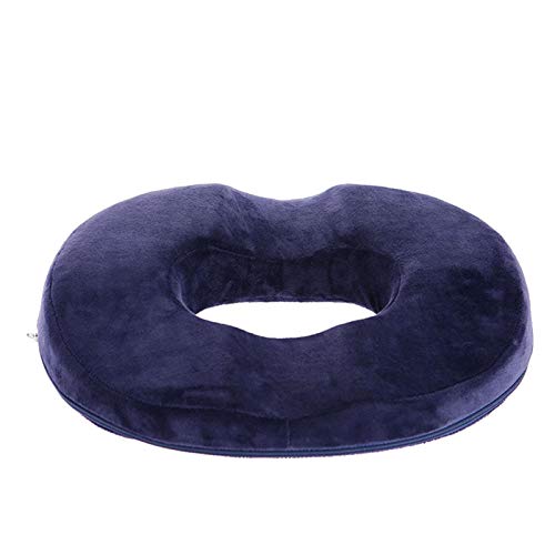 DELITLS Cojín de coxis de donut para tratamiento de hemorroides, almohada de próstata, embarazo, post natal, úlceras en la cama, coxis, ciática, 47 pulgadas (azul marino)