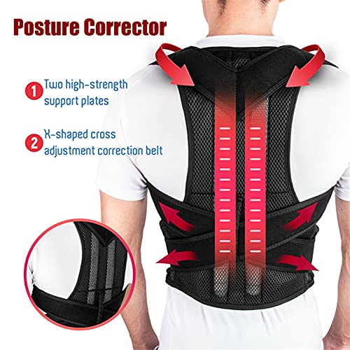 DHDHWL Corrector Postura Ajustable Adulto Corsé Trasero Postura Corrector Terapia Hombro Lumbar Strace Soporte de la Columna Vertebral Corrección de la Postura (Color : Red, Size : XXL)