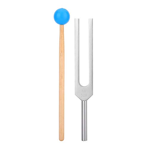 Diapasón 528 Hz, Horquilla de afinación de 528 Hz Horquilla de aleación de aluminio, Juego de diapasón médico 528HZ con Golpe del mazo y Bolsa de Terciopelo