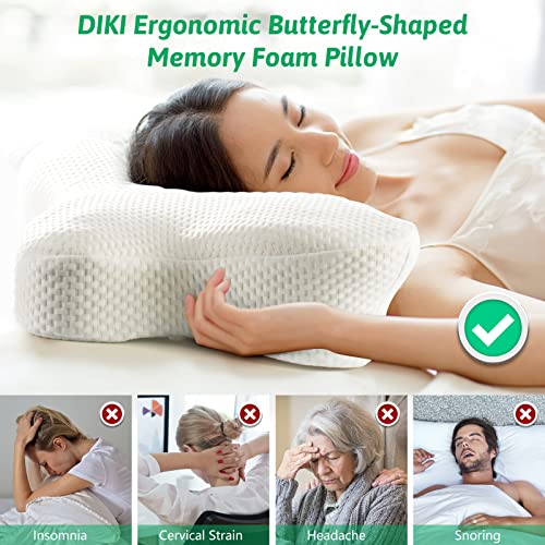 DIKI Almohada Viscoelastica Almohada Cervical para Dormir de Lado Almohada Ortopedica para Soporte de Cabeza/Cuello/Hombro,Forro Antibacteriano Extraible y Lavable