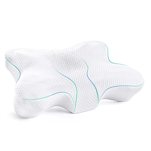 DIKI Almohada Viscoelastica Almohada Cervical para Dormir de Lado Almohada Ortopedica para Soporte de Cabeza/Cuello/Hombro,Forro Antibacteriano Extraible y Lavable