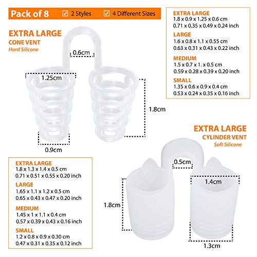 Dilatador nasal Nose Relief - (Pack de 8 - Todos los tamaños) - Solución simple para respiradores nasales - por Mobi Lock Beauty